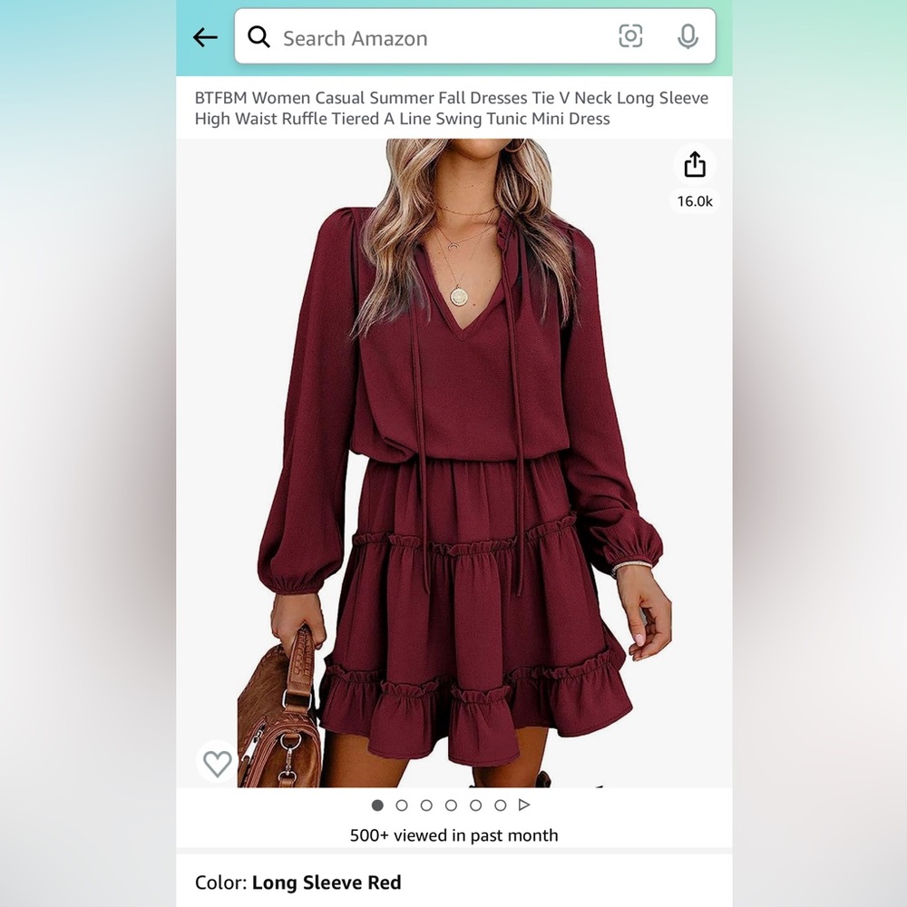Women’s, long sleeve, red, fall dress